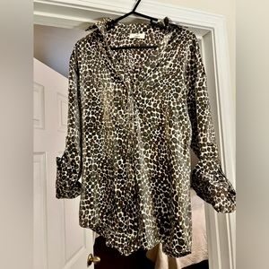 Animal Print Button Down Entro Blouse